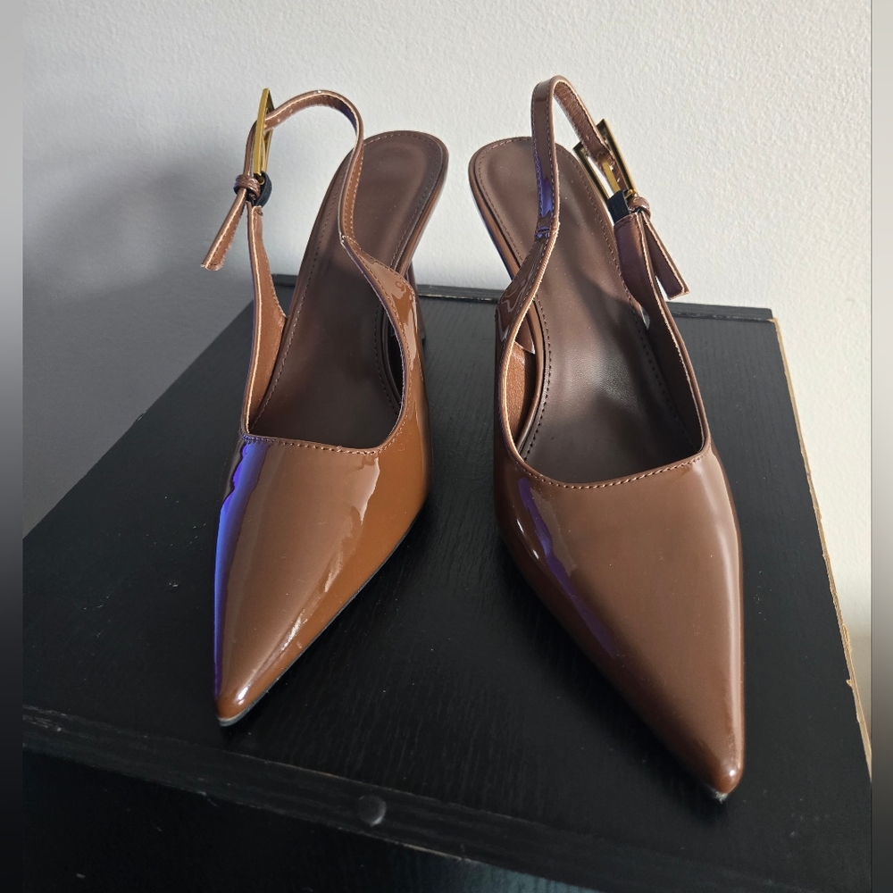 Elegant Brown Slingback Heels